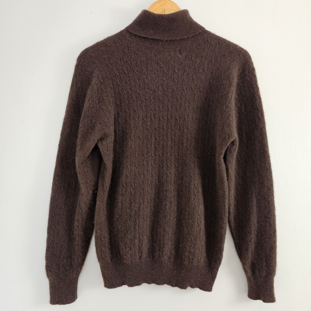 Lord & Taylor 2-ply cashmere turtleneck knit sweater dark brown size large